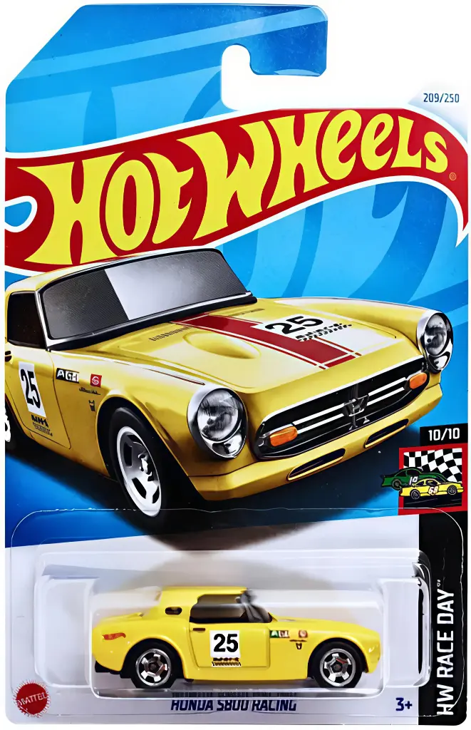 Hot Wheels 1:64 Scale Honda S800 Racing HW Race Day for Ages 3 and Up (Yellow)